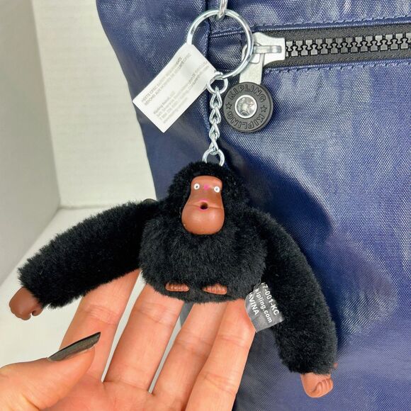 Kipling Luna Nylon Double Handle Tote Bag Lacquer Indigo Blue w/ Davina Monkey - Picture 4 of 16